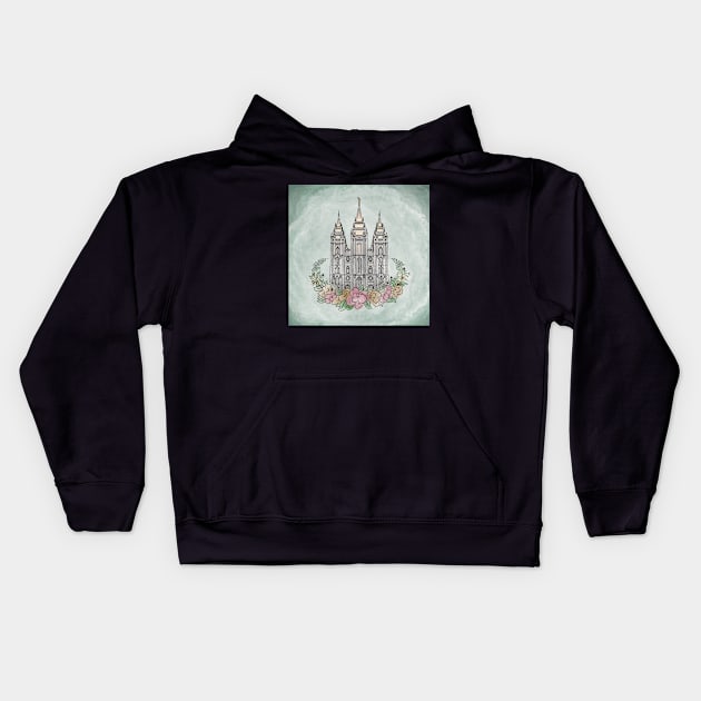 Salt Lake Temple Kids Hoodie by trippyart